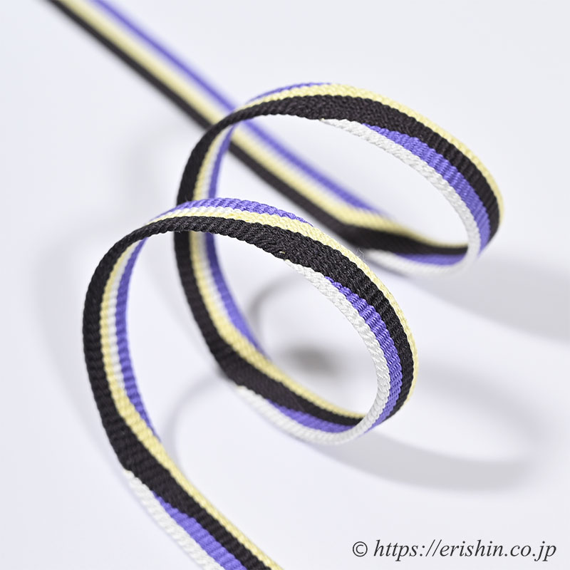 帯締め 綾竹経巻四色切替(桔梗色×檳榔子染×女郎花色×雲居鼠)