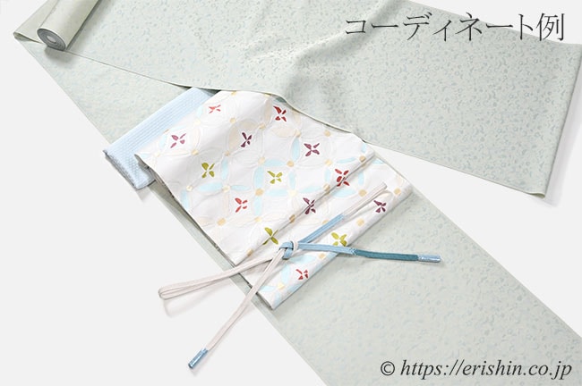 洗える絹の着物 丹後織御召（桃山小紋/淡青磁色）『着物・呉服えり新』