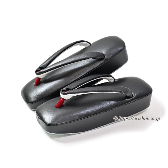 【お誂え】真綿入り草履(帆布京履き台黒パール揃え/赤通し坪)Mサイズ