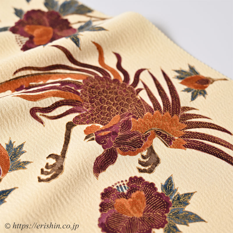 多ち花 染名古屋帯（染分ガルーダ更紗・錆浅葱色に唐茶など茶濃淡/光流
