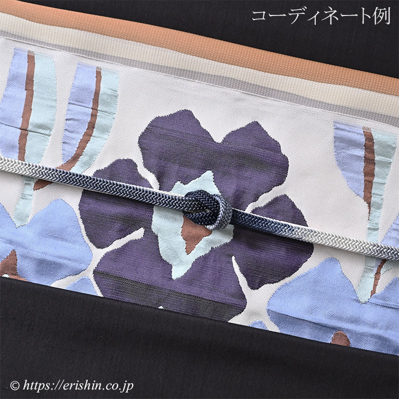 帯揚げ(手染めの縞/江戸茶色と暁鼠)