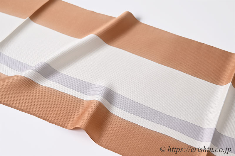 帯揚げ(手染めの縞/江戸茶色と暁鼠)