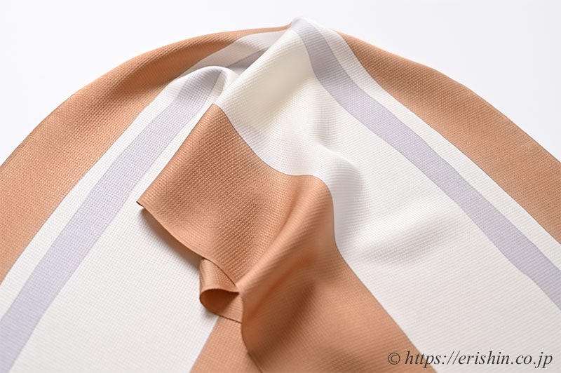 帯揚げ(手染めの縞/江戸茶色と暁鼠)