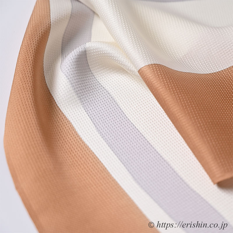 帯揚げ(手染めの縞/江戸茶色と暁鼠)