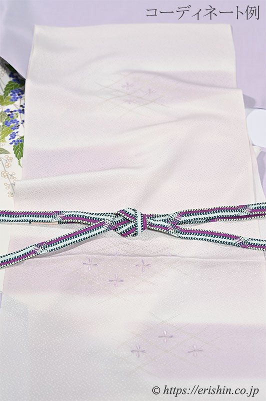 帯締め 高麗平家納経経巻組(紅桔梗色×錆納戸色×薄水色)