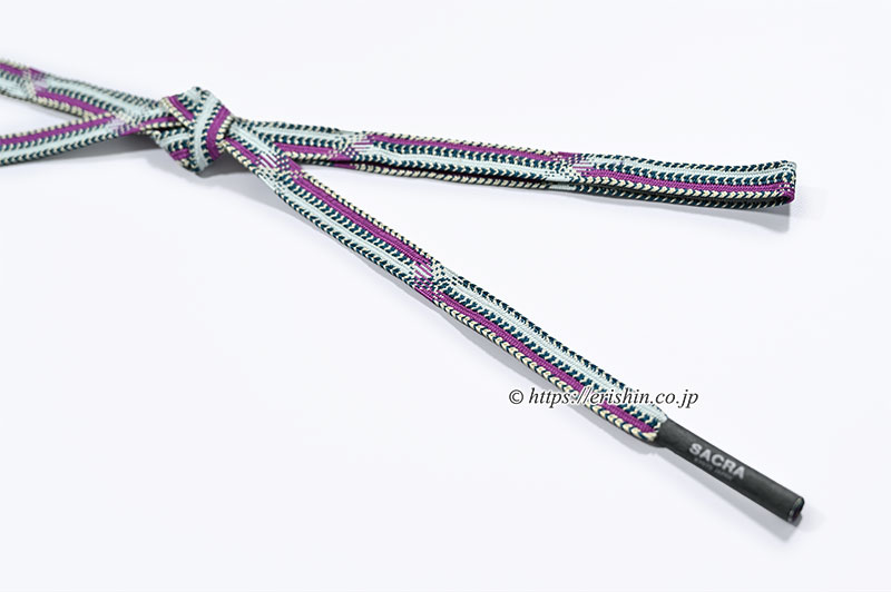 帯締め 高麗平家納経経巻組(紅桔梗色×錆納戸色×薄水色)