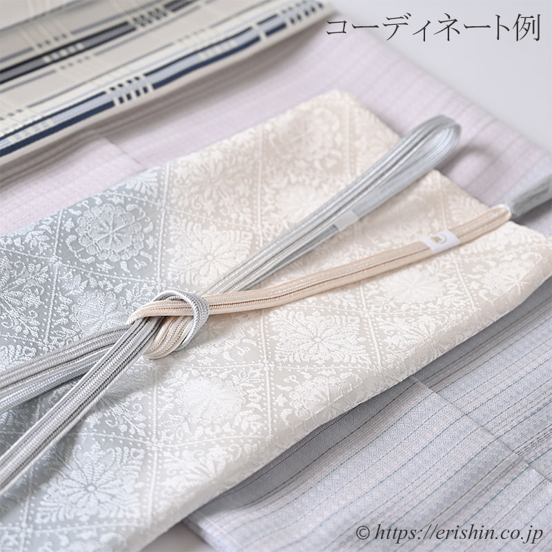 帯揚げ（華紋詰襷文/卯の花色に水浅葱色と蕎麦切色）和小物さくら