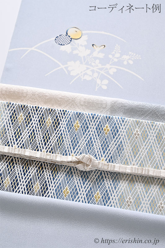 帯揚げ（華紋詰襷文/卯の花色に水浅葱色と蕎麦切色）和小物さくら