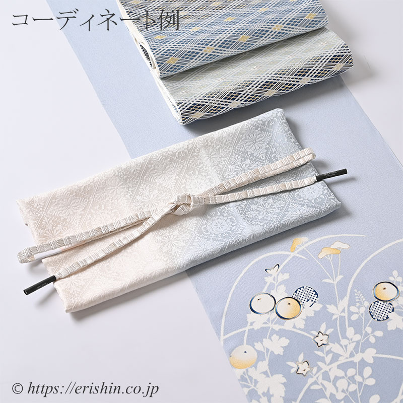 帯揚げ（華紋詰襷文/卯の花色に水浅葱色と蕎麦切色）和小物さくら