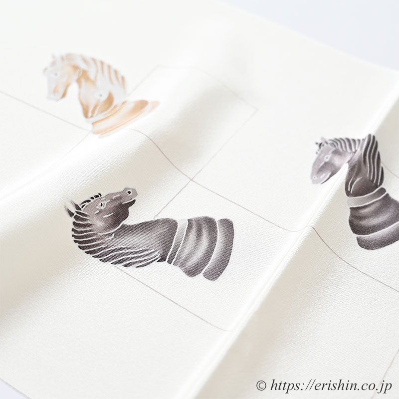 帯揚げ(チェスのナイト/淡黄蘗色)