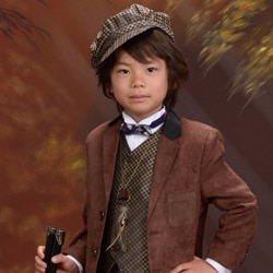男の子礼服 濃茶 /茶ダイヤ タイ付 中国製
