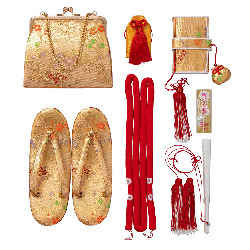 女の子箱迫セット 金 花に扇 お守り付