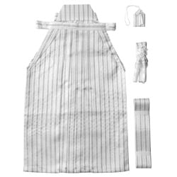 ジュニア男の子袴セット 白銀黒縞 中国製