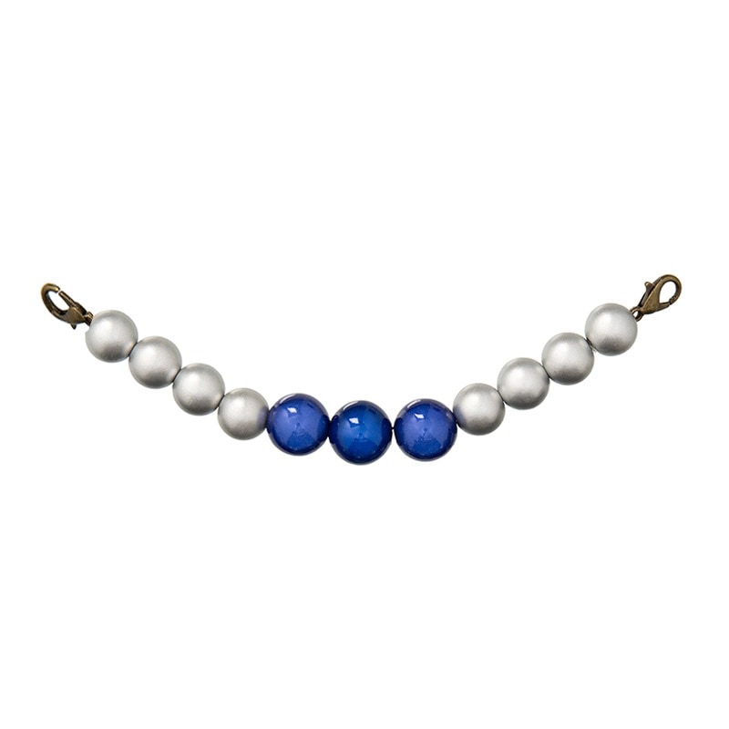 男の子ビーズ羽織紐 青/銀  3-5才