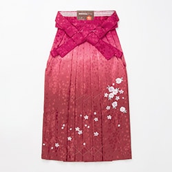 大人女子袴 ピンク赤ぼかし 前のみ刺繍 桜 少々難あり 中国製