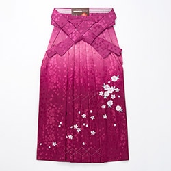 大人女子袴 ピンク濃淡ぼかし 前のみ刺繍桜 少々難あり 中国製