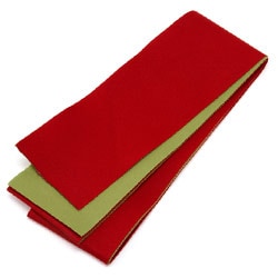 女の子袴下帯 リバーシブル 赤/ヒワ