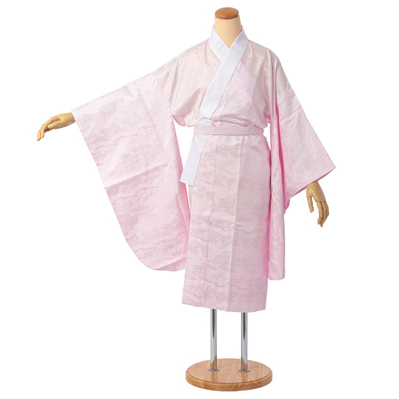 長襦袢 ジュニア女の子着物用 ピンク バチ衿 ショート丈 13才用 中国製