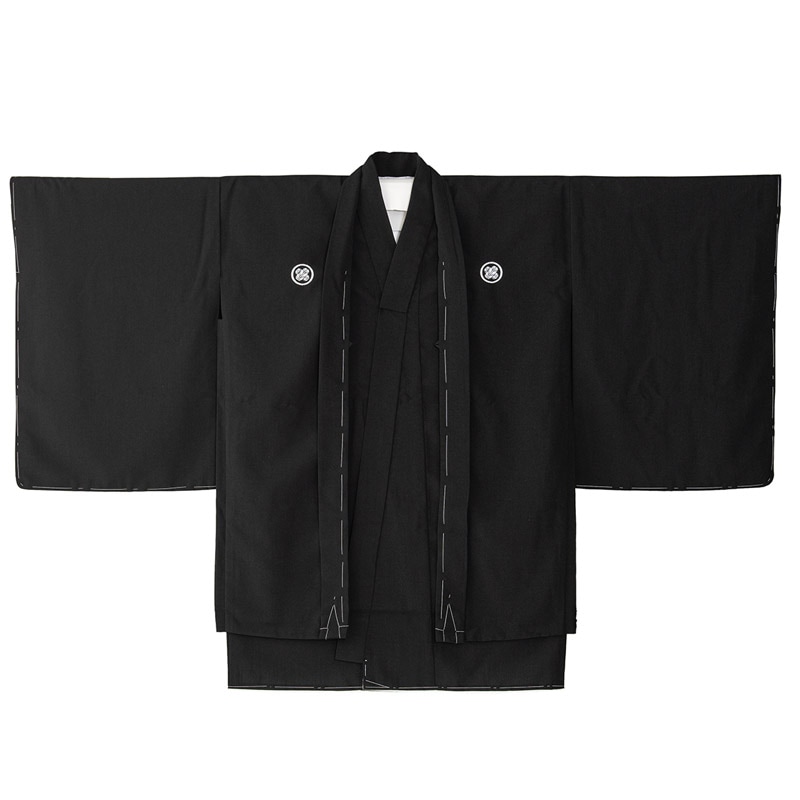ジュニア男の子羽織袴セット 濃グレー/七宝黒金 ジュニア男の子羽織袴セット 濃グレー/七宝・黒 中国製