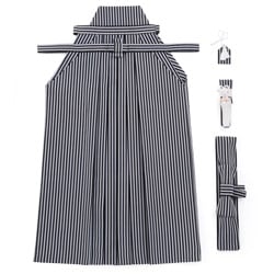 ジュニア男の子簡易袴セット 白黒縞 中国製