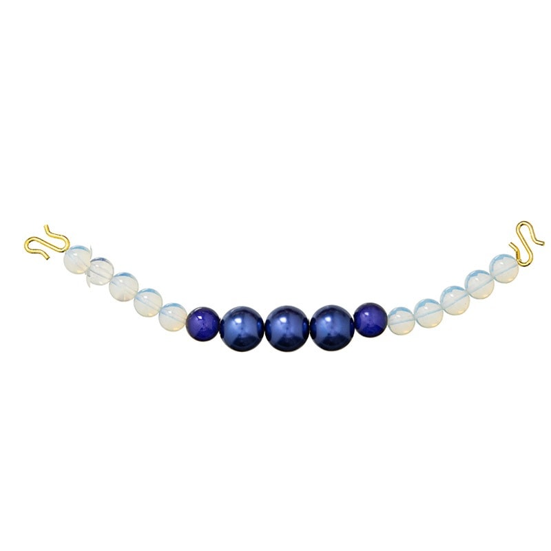 ジュニア男ビーズ羽織紐 青/白