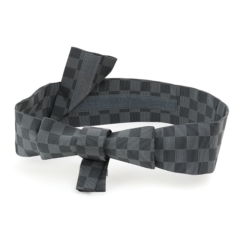 ジュニア男の子簡易角帯 市松グレー 中国製