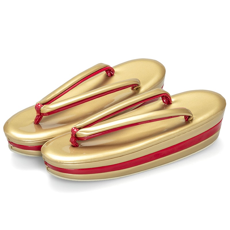 子ども用　赤と金の山模様 厚底草履（21cm） 子ども用 赤と金の山模様 厚底草履（21cm）（女の子用 こども草履(21cm