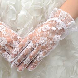 婦人手袋 ショートグローブ ラッセル 一段フリル
