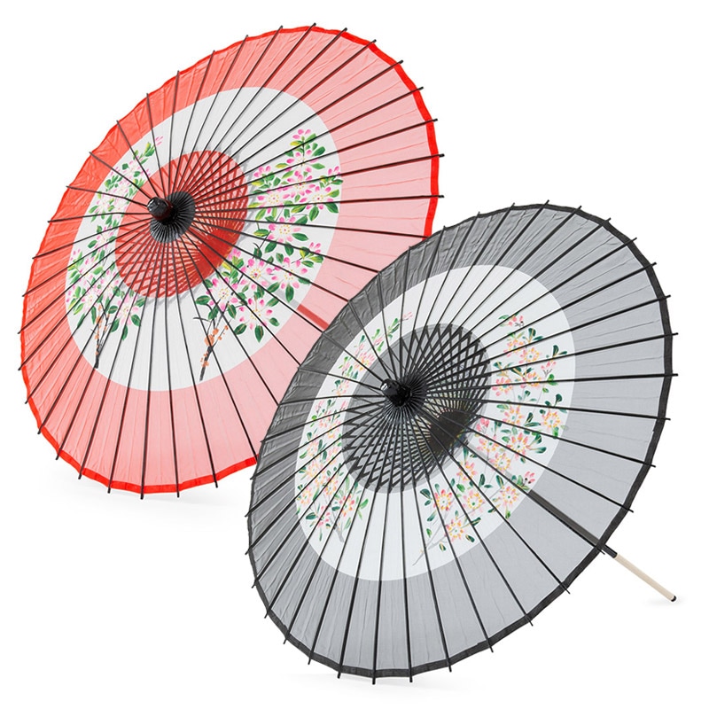 絹傘 助六花柄 直径85×85cm 継ぎ手あり 中国製