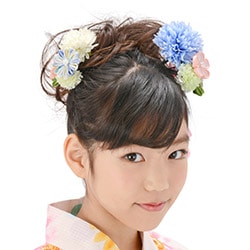 髪飾りセット 水色 マムに梅