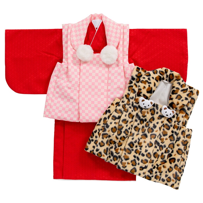 ベビー 着物 女の子 80cm 被布セット 花と鞠 ベビー女の子被布セット 赤 花と鞠/クリーム 小花 100日-1才 中国製