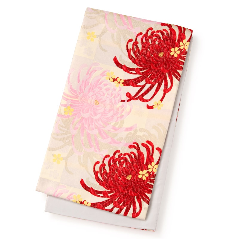 袋帯 ポリ ベージュ 乱菊 420cm 難物