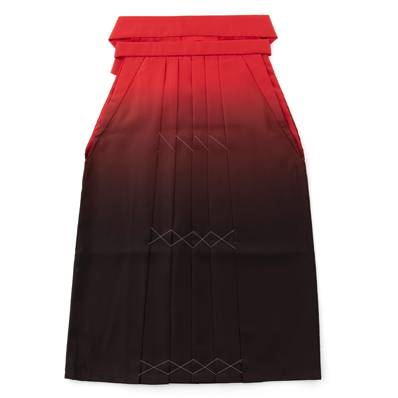 大人女子袴 ワイドサイズ 赤黒ぼかし 無地 中国製