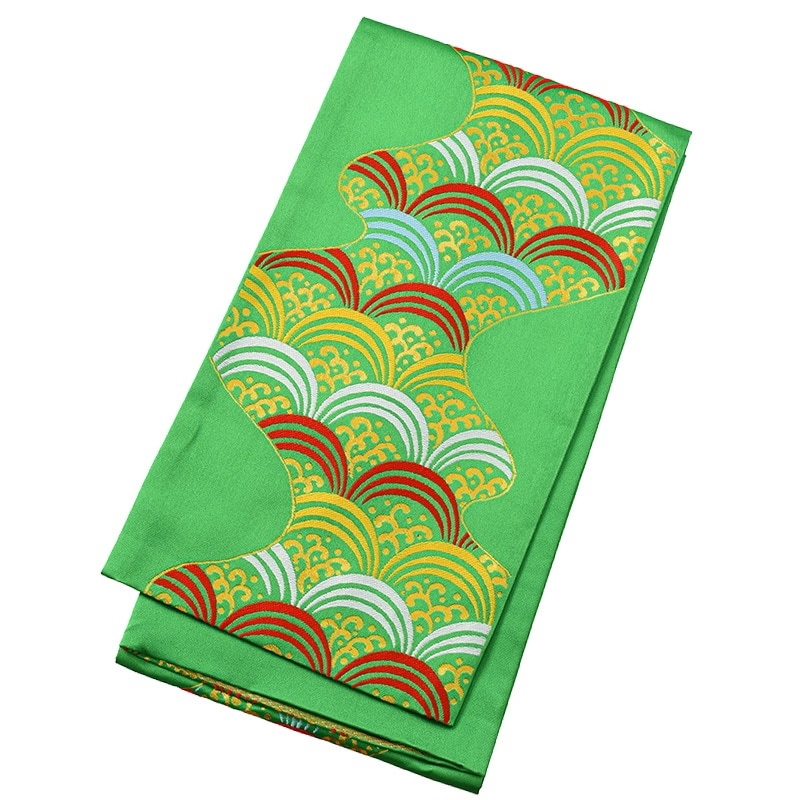 ジュニア帯 ポリ 緑 青海波 難物