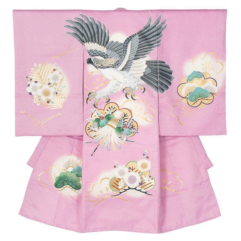 男の子初着 ポリ 薄紫 鷹に松と梅