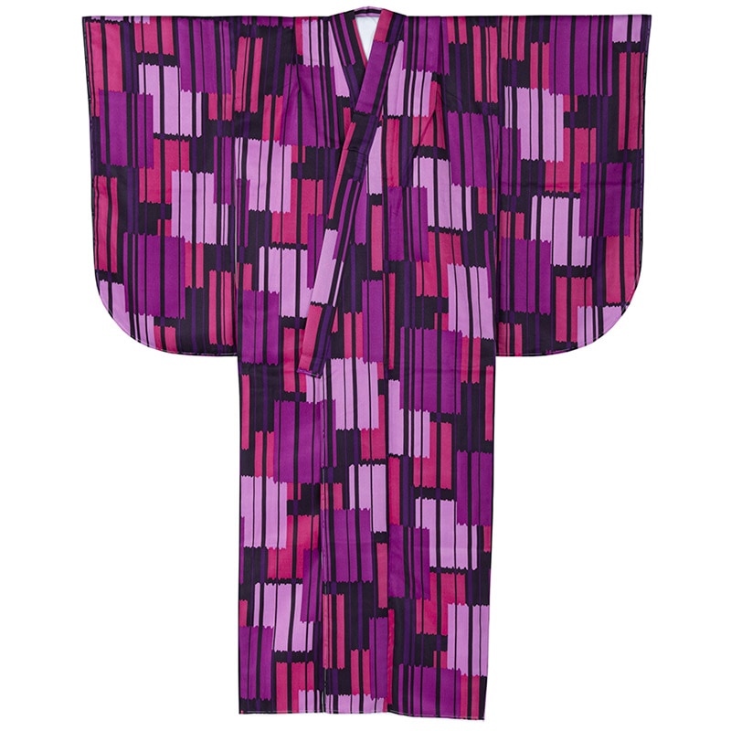 ジュニア女の子着物 紫 さみだれ 10-13才 襦袢付 中国製