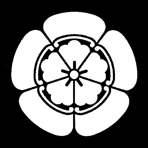 殿方張付紋 黒地白紋（黒紋付用） 直径3.9cm 五瓜に唐花（丸なし）