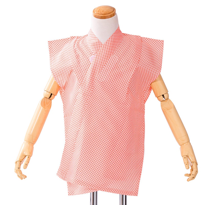 女の子長襦袢 朱疋田 袖なし 面ファスナー付 ショート丈 中国製