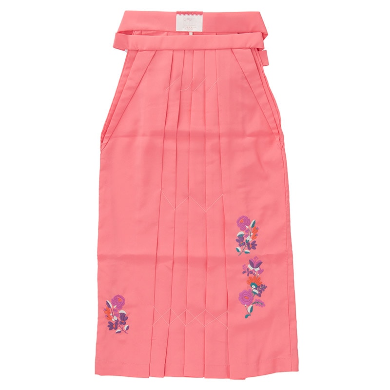 大人女子袴 ピンク 前のみ刺繍 青花 95cm 中国製