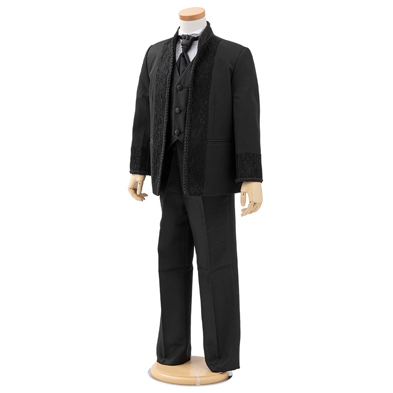 男の子礼服 黒 飾りレース 110cm 中国製