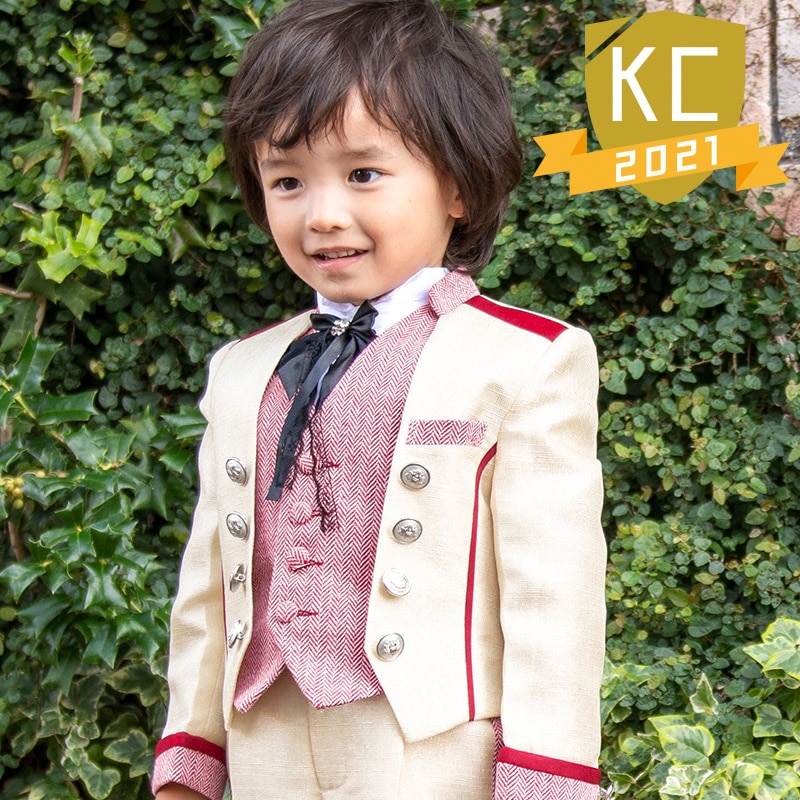 男の子礼服 アイボリー・赤 中国製