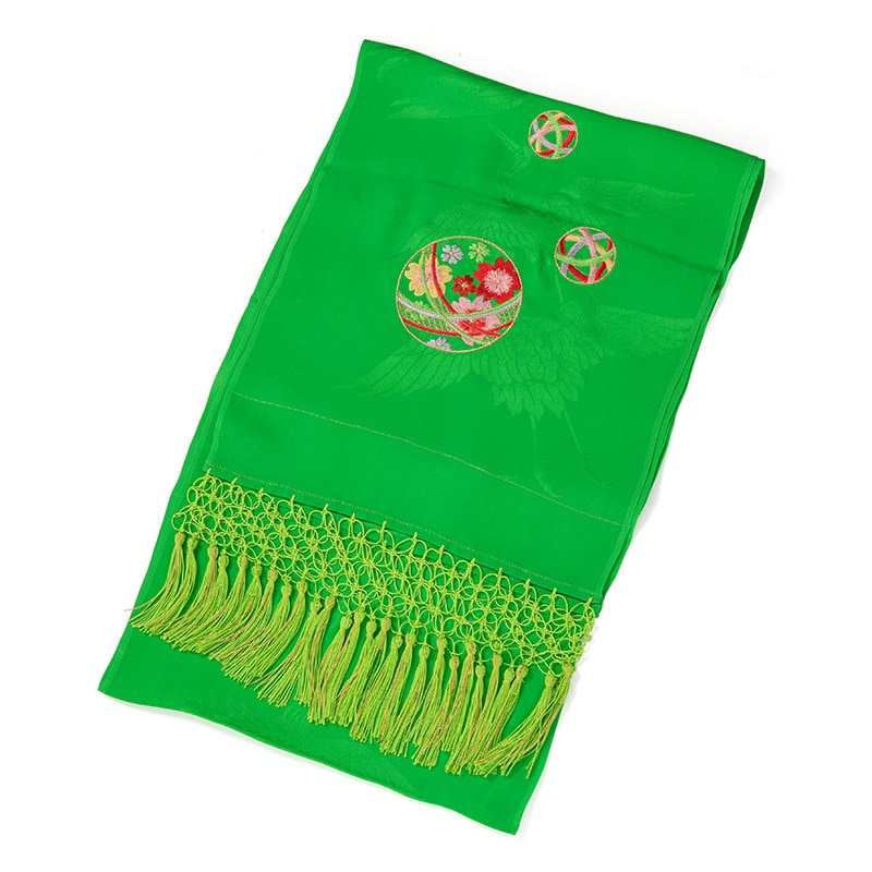 大人用志古貴 正絹 ヒワ 鞠刺繍 少々難有り