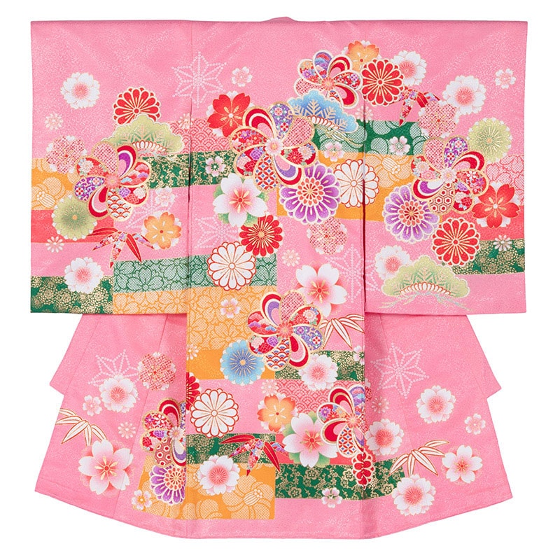 女の子初着 ポリ ピンク ねじり梅