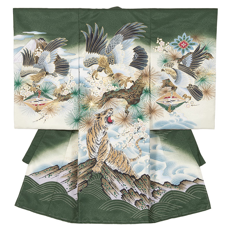 1-M 七五三　アンティーク　虎　男の子　羽織り　正絹 楽天市場】七五三 3歳 着物 男の子 絹100％ 正絹 被布単品 ベージュ 虎