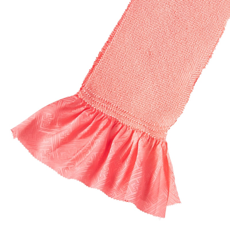 帯揚 ポリ 総絞り 尺幅 サーモンピンク 中国製