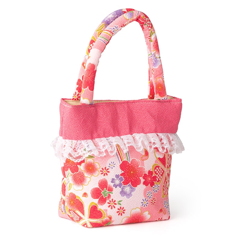 女の子バッグ ピンク 桜レース