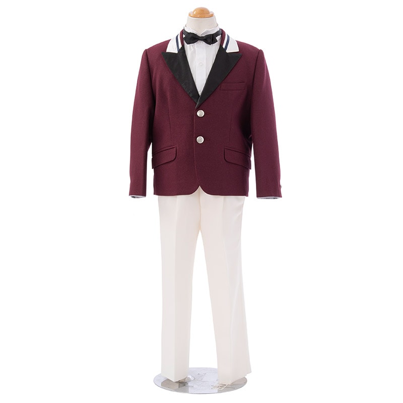 男の子礼服 ワインジャケット 白ズボン ベストなし 110cm サンプル品 ベトナム製
