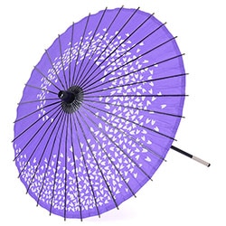 紙傘 紫 桜渦 直径64×65cm 持ち手一体 難物 中国製