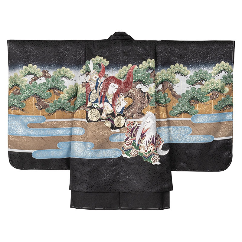 男の子着物羽織 黒 歌舞伎 肩上げ済 3-5才 男の子着物羽織 黒 歌舞伎 肩上げ済 3-5才