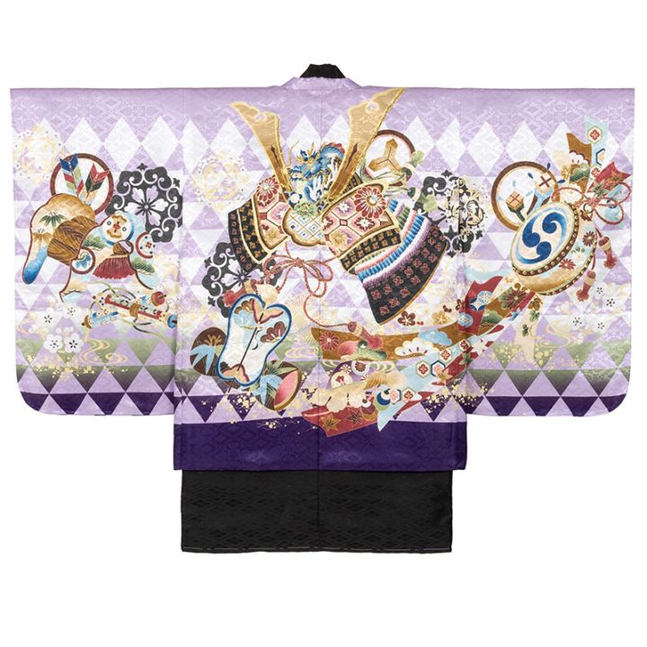 男の子着物羽織 薄紫/紫ウロコ 兜 中国製